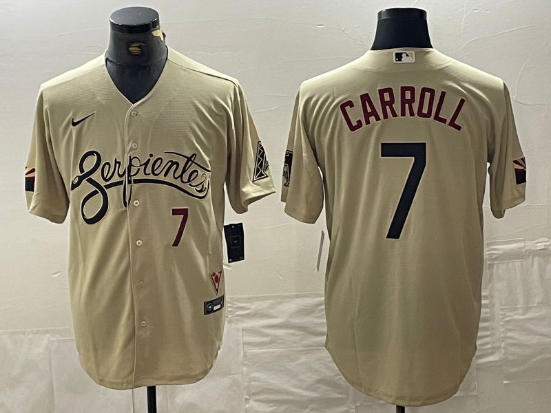 Men Arizona Diamondback #7 Carroll Cream Game Nike 2024 MLB Jersey style 1